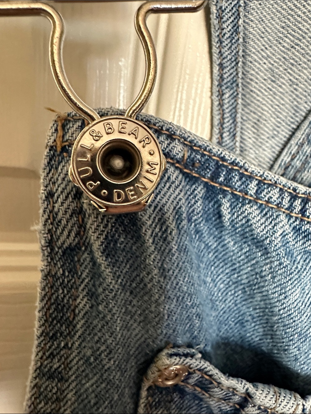 Pull&Bear Classic Denim Bib Overalls “Dungarees”- Medium Wash, Size Small, EUC - Picture 6 of 11